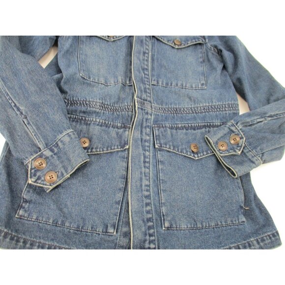 Anthropologie Unpublished Morgan Military Jacket Womens Size M Denim Utility - Picture 10 of 16